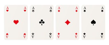 Beyaz arkaplanda dört as izole edildi