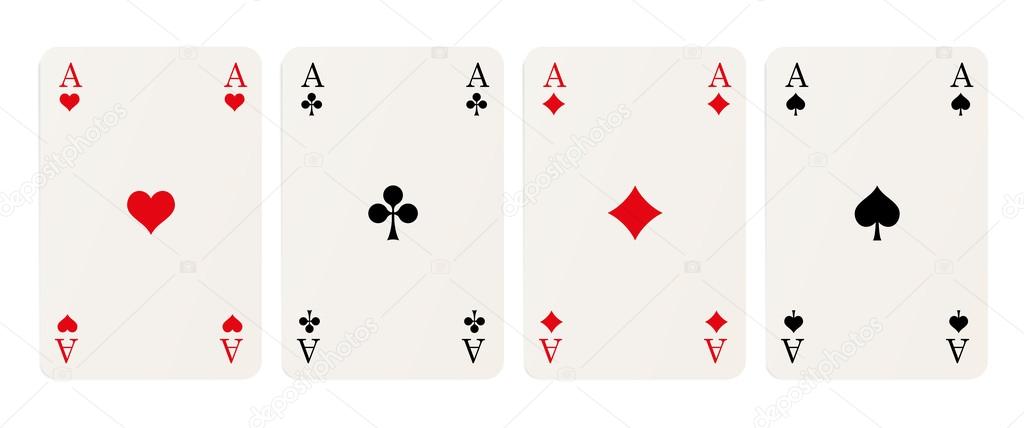 four aces isolated on white background