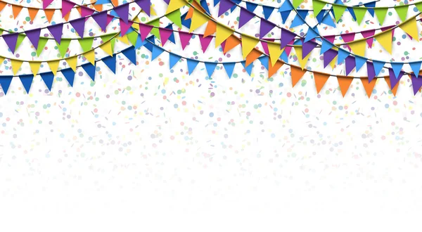 Slingers en confetti achtergrond — Stockvector