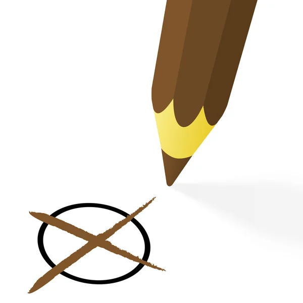 Brown pencil with cross — Stock Vector