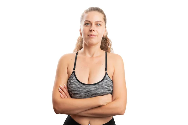 Portré Felnőtt Fitt Sportos Visel Fitness Edzés Tréning Ruházat Aktív — Stock Fotó
