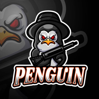 Penguen esport maskot logosu tasarımı