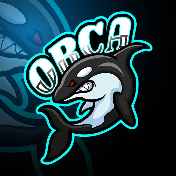 Orca Esport Logo Projekt Maskotki — Wektor stockowy