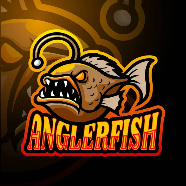 Anglerfish Esport Logo Maskot Design — Stockový vektor