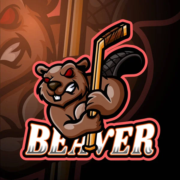 Дизайн Талісмана Логотипом Beaver Esport — стоковий вектор