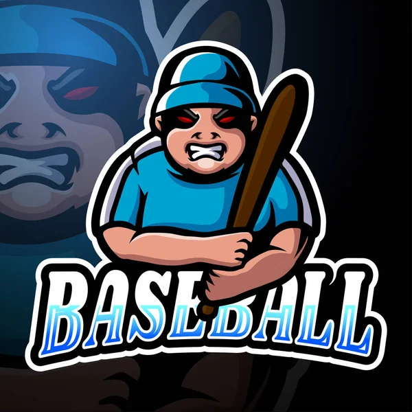 Baseball Gracz Esport Logo Projekt Maskotki — Wektor stockowy