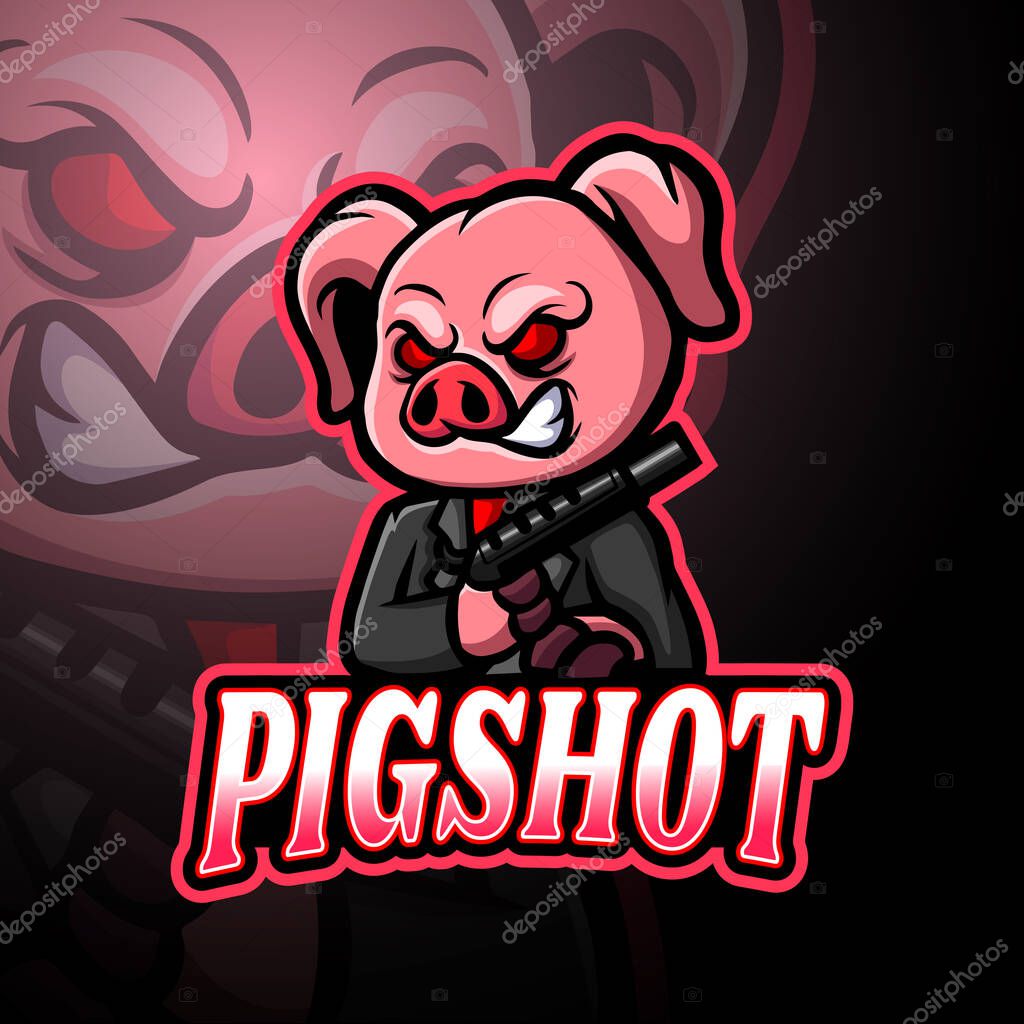 Pig esport logo mascot design