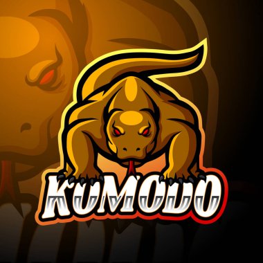 Komodo ejderhası esport logosu maskot tasarımı