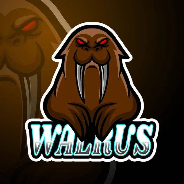 Walrus Esport Logotyp Maskot Design — Stock vektor