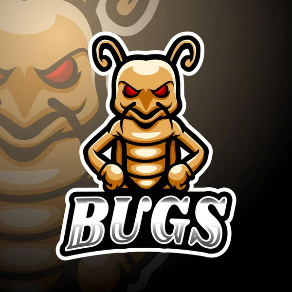 Bugs Esport Logotipo Mascote Design —  Vetores de Stock