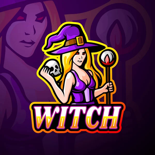 Witch Esport Logo Mascot Design — 스톡 벡터