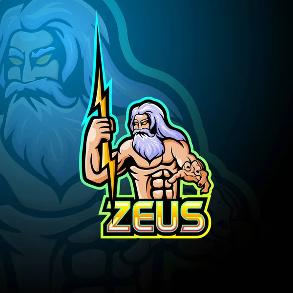 Zeus Esport Logotyp Maskot Design — Stock vektor