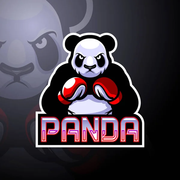 Panda Boksu Esport Logo Maskotu Tasarımı — Stok Vektör
