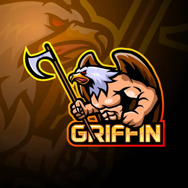 Griffin Esport Logotipo Mascote Design — Vetor de Stock