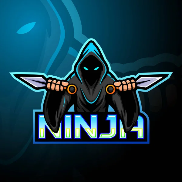 Ninja Esport Logo Maskottchen Design — Stockvektor