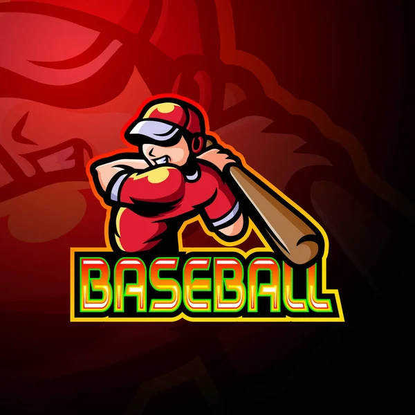 Baseball Gracz Esport Logo Projekt Maskotki — Wektor stockowy