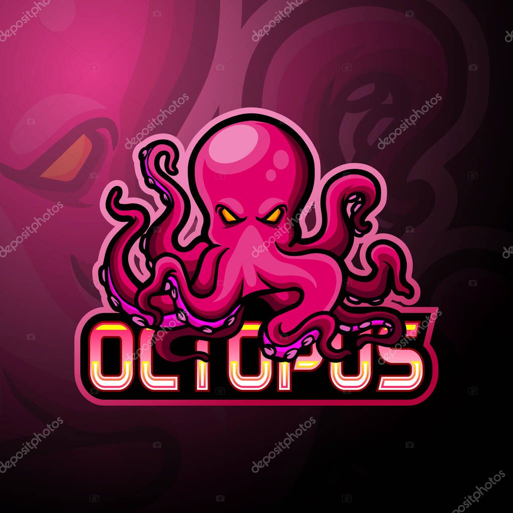 Octopus esport logo mascot design
