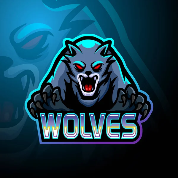 Mascotte Logo Loups Esport Design — Image vectorielle