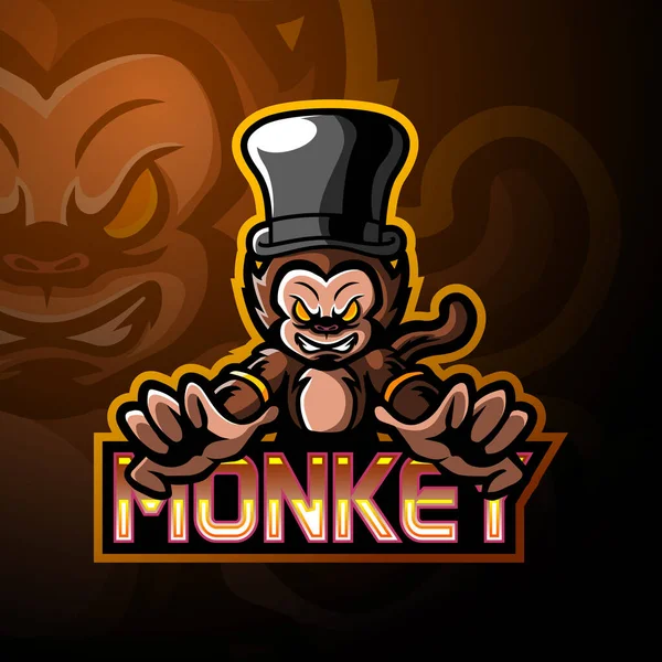 Macaco Esport Logotipo Mascote Design —  Vetores de Stock