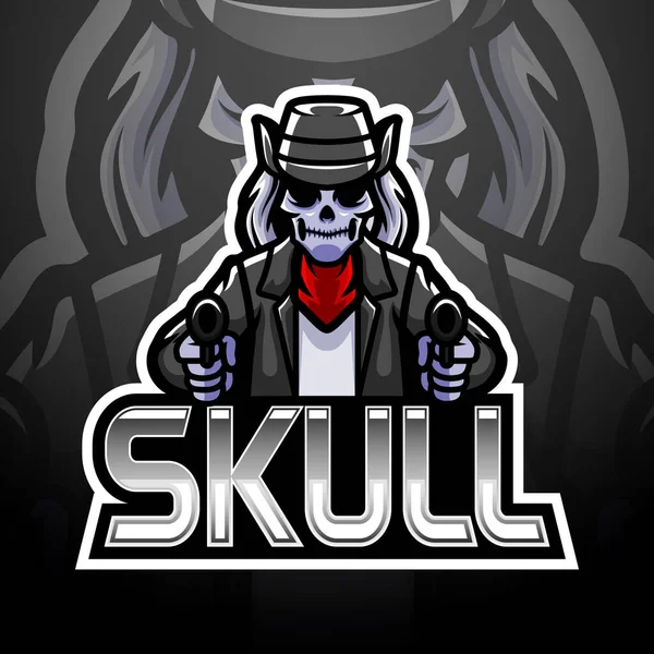 Skull Gun Esport Logo Design — Stock Vector