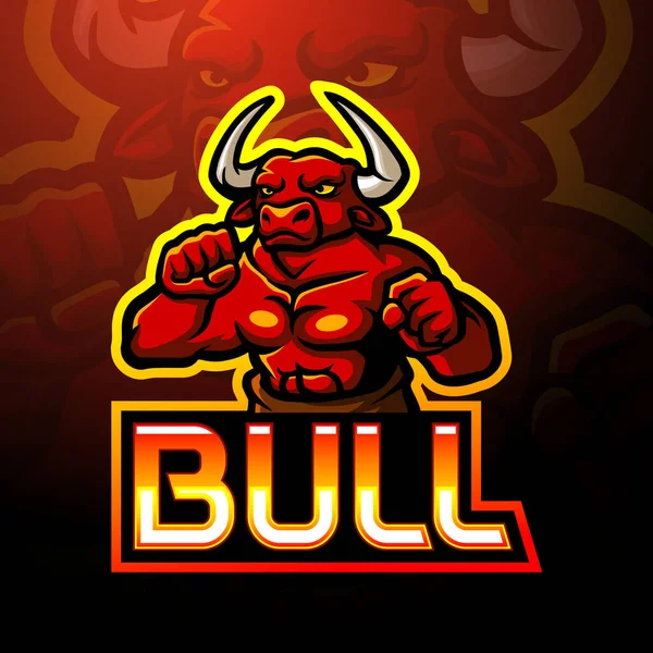 Bulls Esport Logotipo Mascote Design —  Vetores de Stock