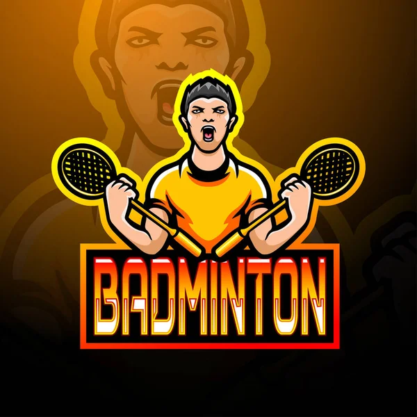 Bádminton Esport Logo Mascot Design — Archivo Imágenes Vectoriales