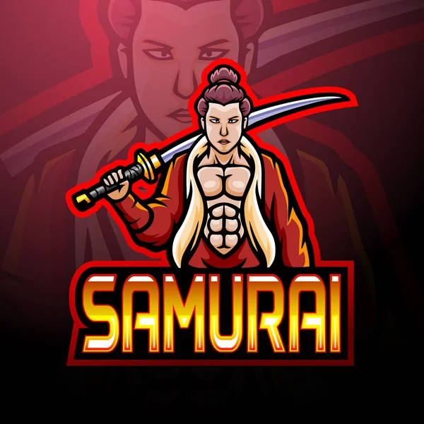 Samurai Esport Logo Mascotte Ontwerp — Stockvector
