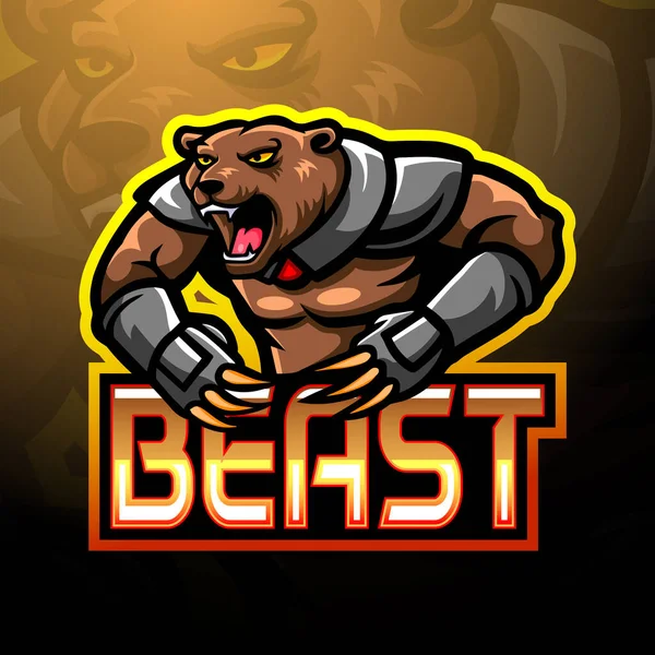 Bestia Oso Esport Logo Mascota Diseño — Archivo Imágenes Vectoriales