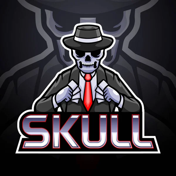 Skull Esport Logotipo Mascote Design — Vetor de Stock