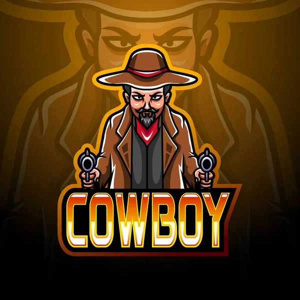 Conception Mascotte Logo Esport Cowboy — Image vectorielle
