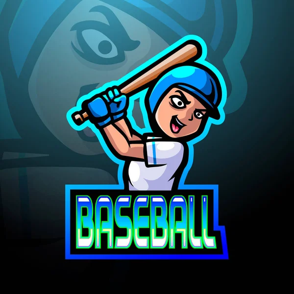 Baseball Gracz Esport Logo Projekt Maskotki — Wektor stockowy