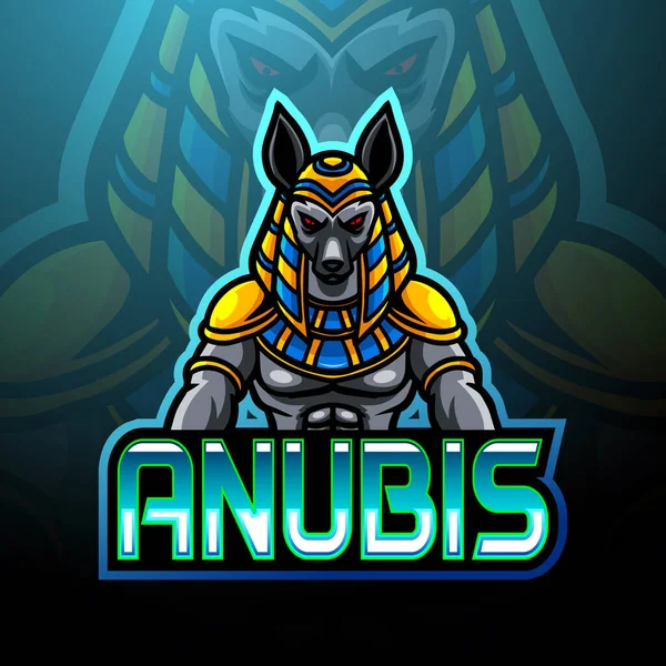 Anubis Esport Logo Maskot Design — Stockový vektor