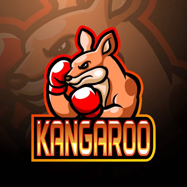 Boxeo Canguro Mascota Esport Logo Design — Archivo Imágenes Vectoriales