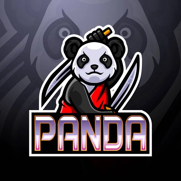 Panda Esport Logo Maskotu Tasarımı — Stok Vektör