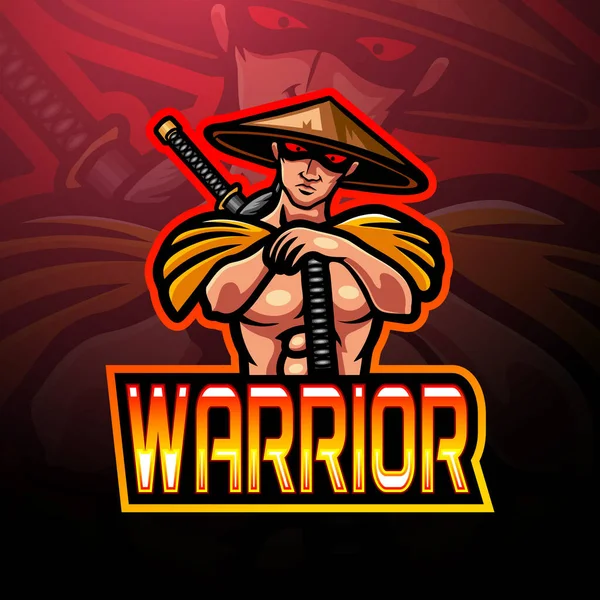 Warrior Esport Logo Maskot Design – Stock-vektor