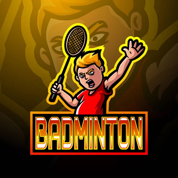 Bádminton Esport Logo Mascot Design — Archivo Imágenes Vectoriales