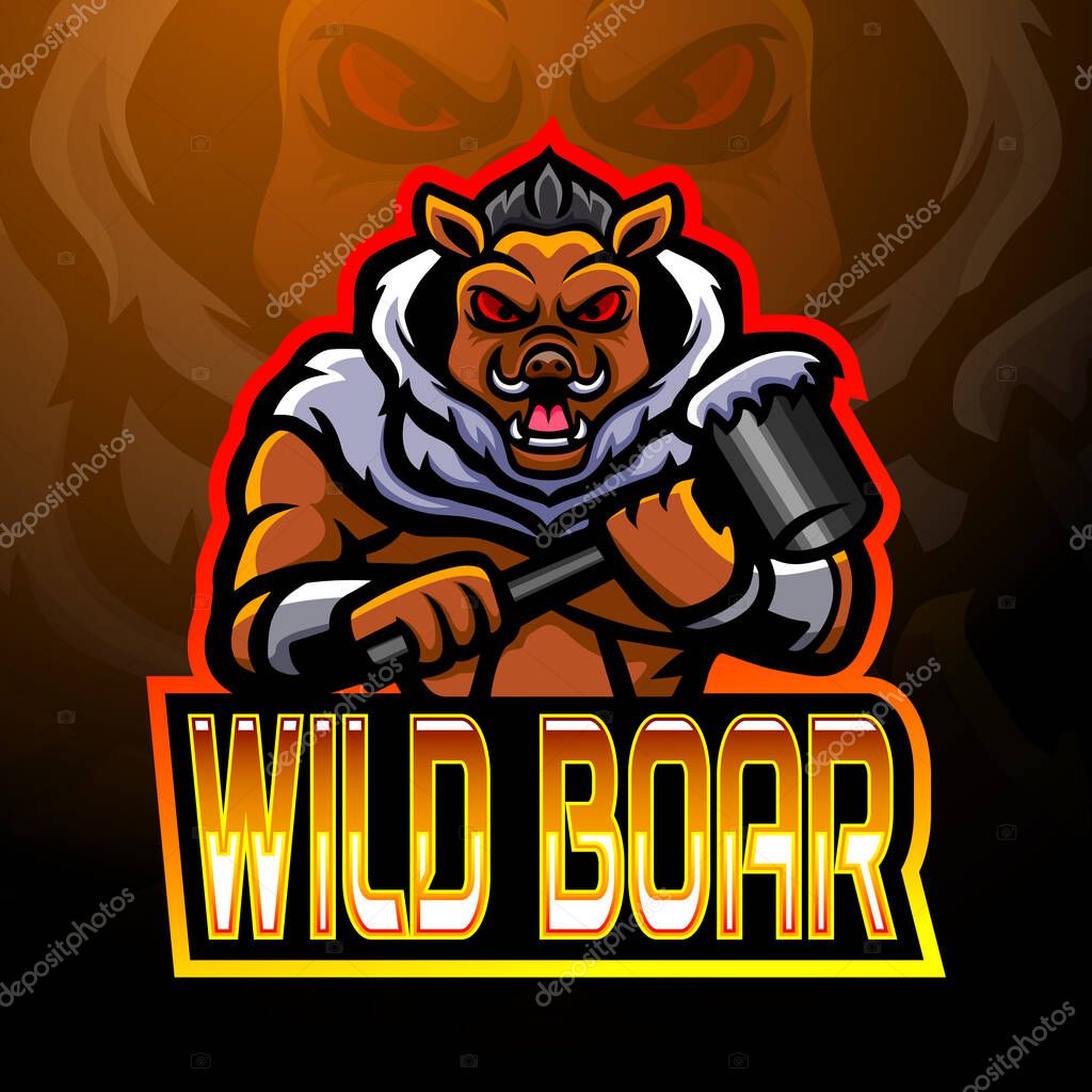 Wild boar esport logo mascot design