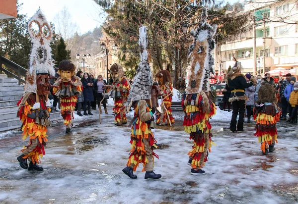 Tran Bulgaria Trenta 2021 Parata Mummer Nella Città Tran Chiamato — Foto Stock