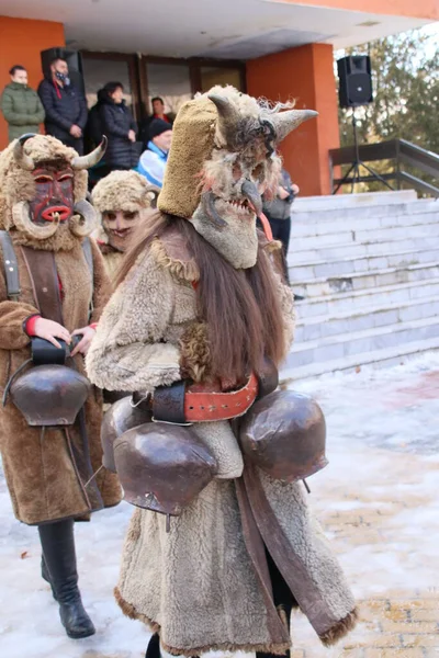 Tran Bulgaristan 2021 Tran Kasabasındaki Mummer Geçit Töreni Bulgar Geleneğini — Stok fotoğraf
