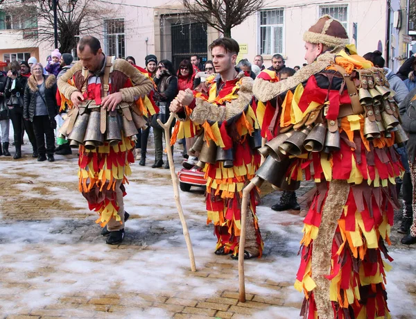 Tran Bulgarien 2021 Mummer Parade Der Stadt Tran Die Bulgarische — Stockfoto