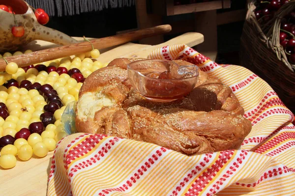 Kirschfest Auf Dem Land Mit Vielen Verschiedenen Kirschsorten — Stockfoto