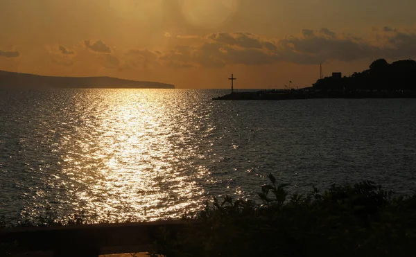 Gyllene Soluppgång Över Den Vackra Svarta Havskusten Bulgarien — Stockfoto