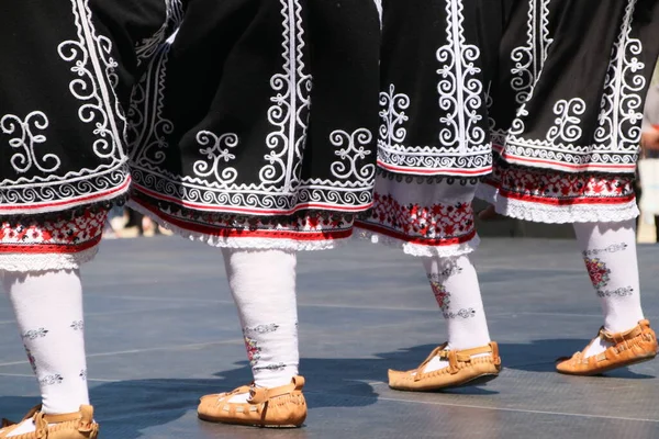 Traditional Bulgarian Costume Details Faces — Stock Photo, Image