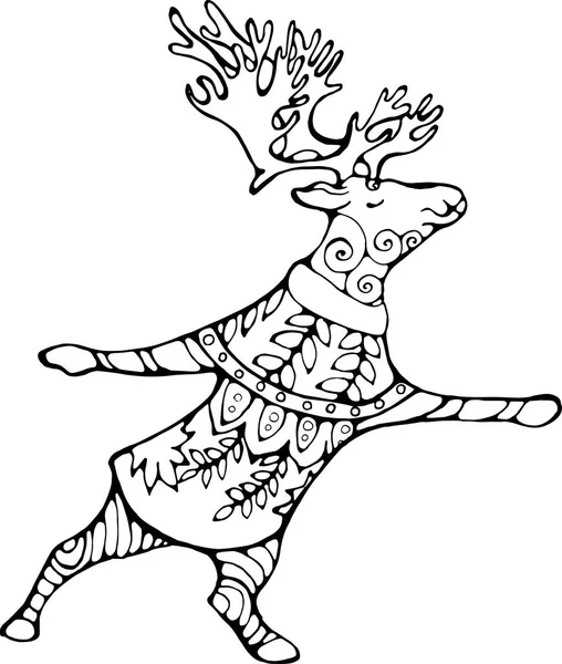 Лось с рогами в вдохновлённой позе для йоги в цветочном свитере. — стоковый вектор