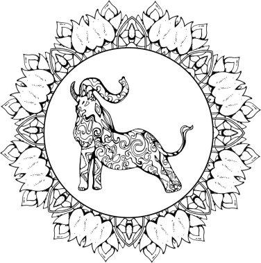 Yogadaki fil spirallerle süslenip püslenmiş. Mandala süsü.
