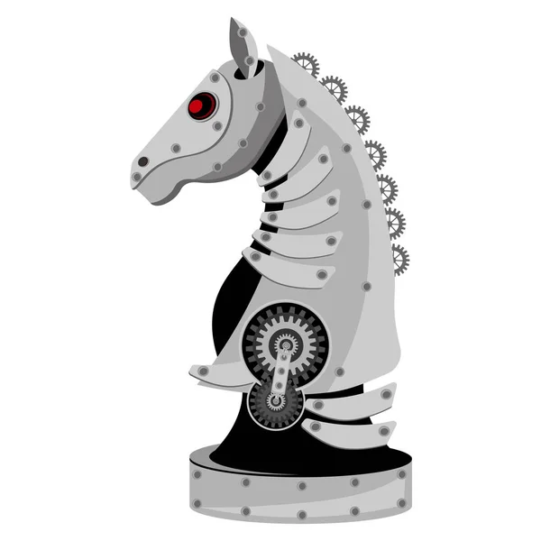 Chess Iron Horse Robot Steampunkstil Vektor Illustration Temat Brädspel Och — Stock vektor