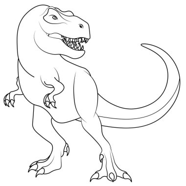 Tyrannosaurus dinozorunun vektör renklendirmesi. Yetişkinler ve çocuklar için renklendirme.