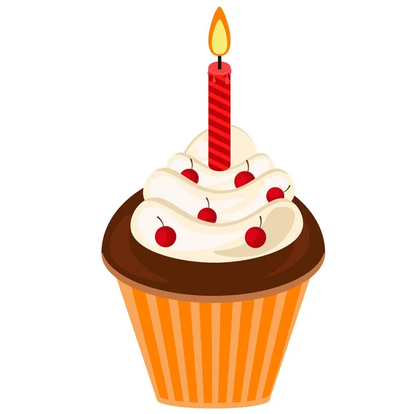 用蜡烛做的节日蛋糕 有关生日礼物主题的矢量图解 — 图库矢量图片