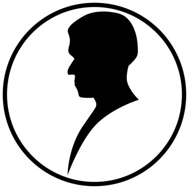 Kafanın erkek silueti. Baskın, beyaz izole bir arkaplanda vektör..