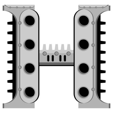 H harfi metal biçiminde. Alfabe konusu üzerine bir çizim..